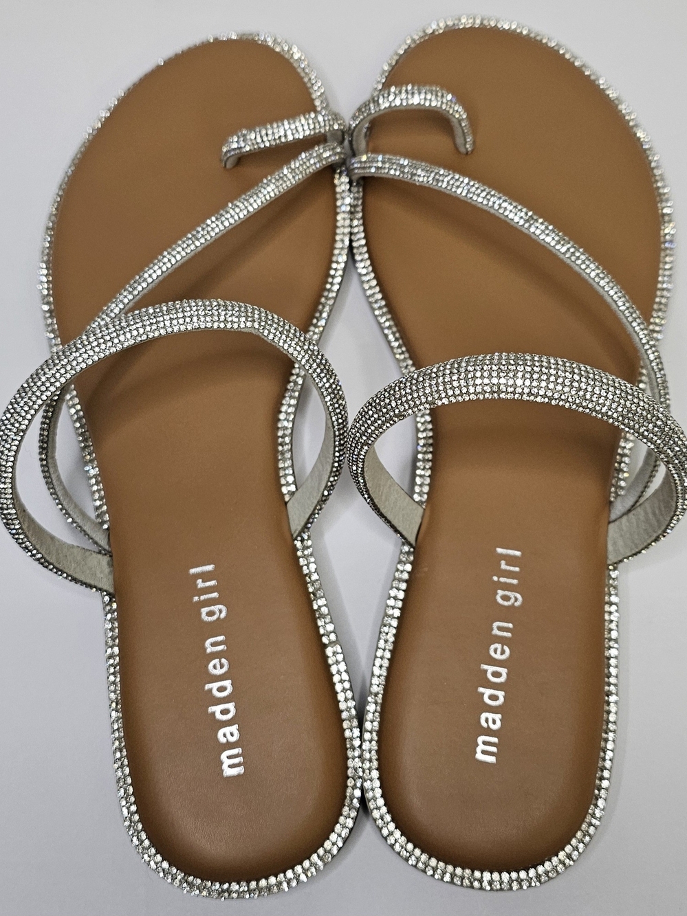 Madden Girl Women’s Strappy Spotlight Rhinestone Slide Sandals Sz 8.5 New in box